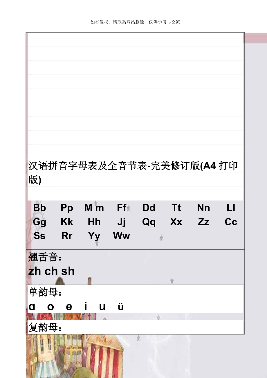 汉语拼音字母表及全音节表-完美修订版(A4打印版).doc_第1页