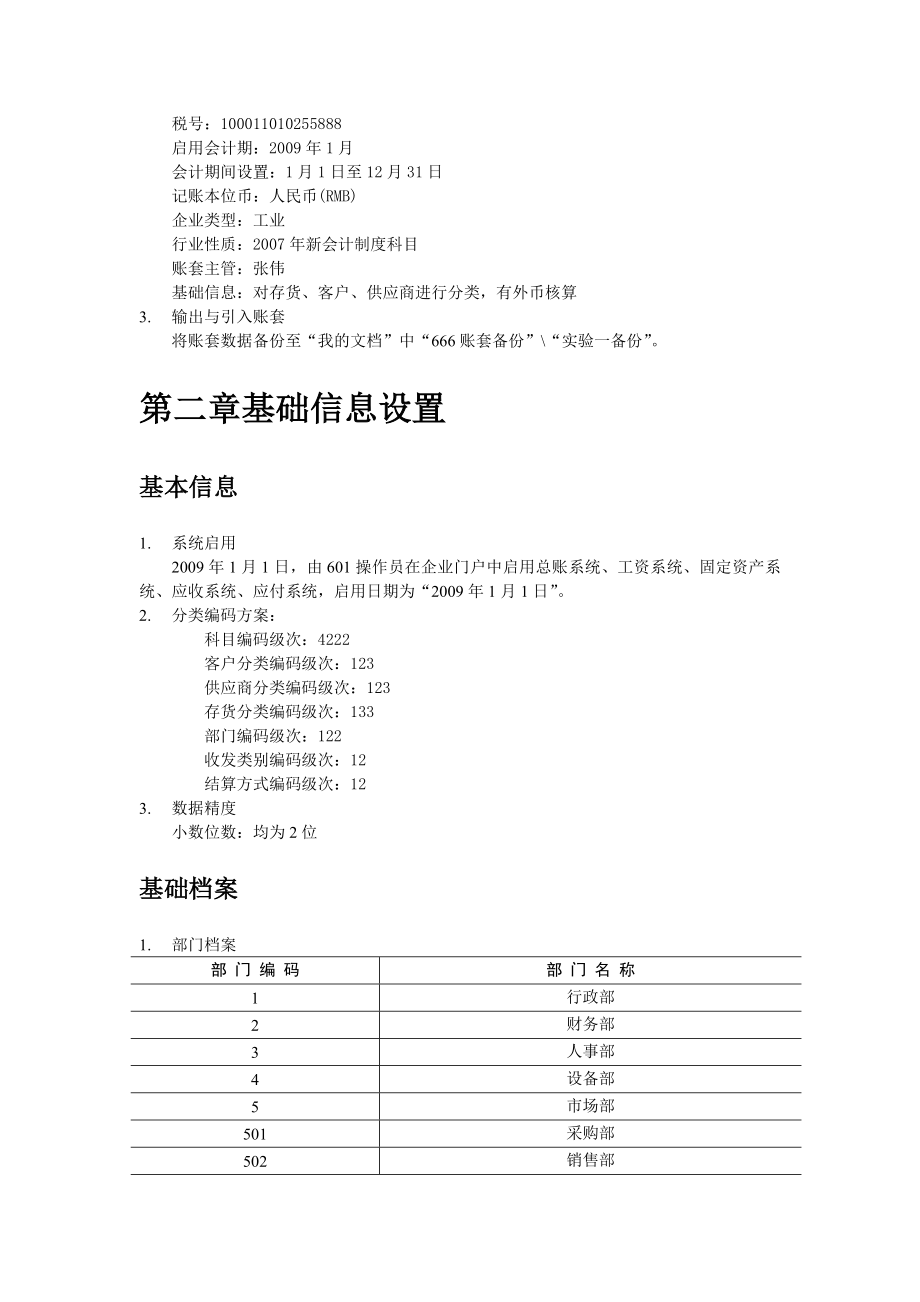 网络会计实验手册用友管理软件应用教程T6配套材料整理完成.docx_第2页