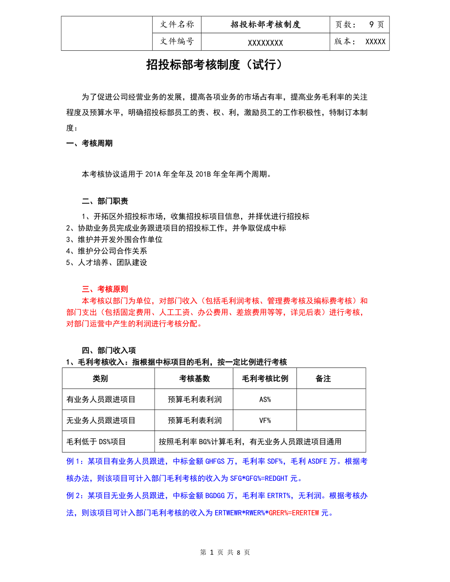 招投标部考核制度.doc_第1页