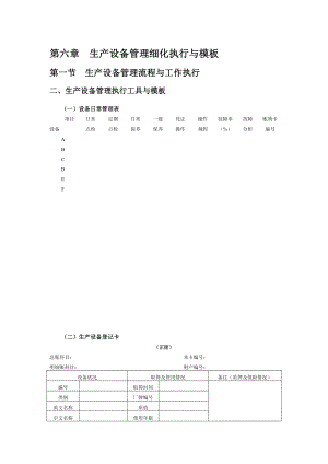 生产管理规章制度流程表格模板大全-第六章--生产设备管理细化执行与模板.docx