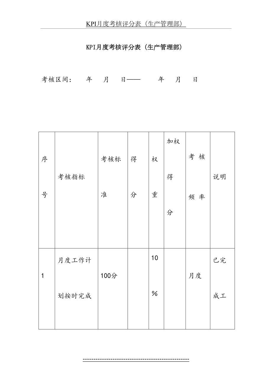 最新KPI月度考核评分表.doc_第2页