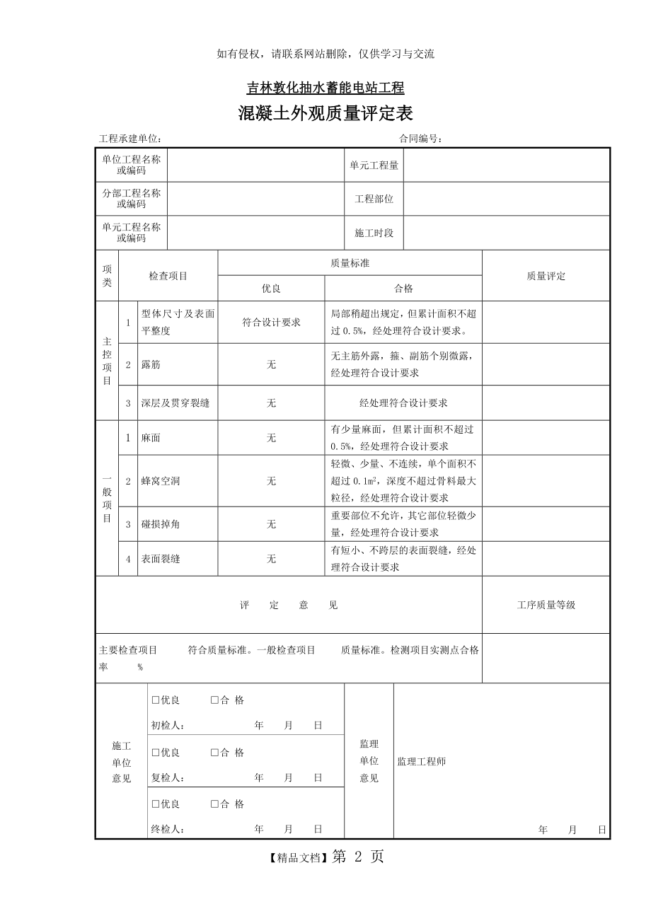 混凝土外观质量评定表.doc_第2页