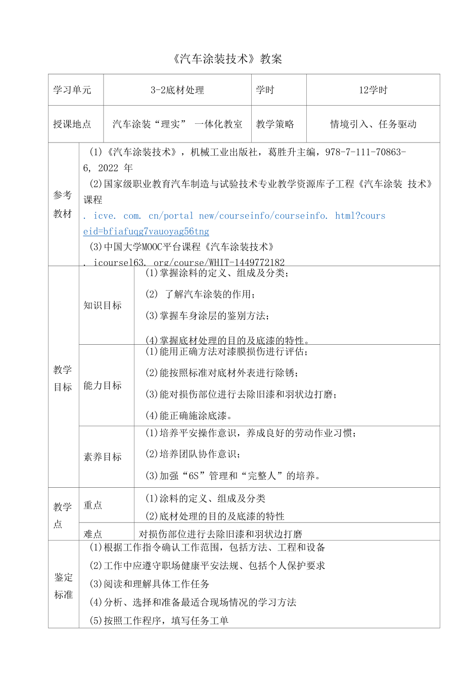 汽车涂装技术 教案3-2 底材处理.docx_第1页