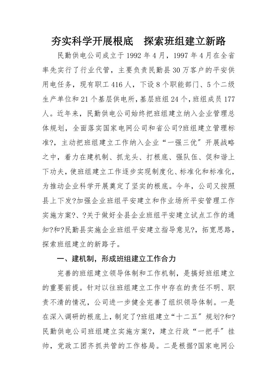 电力公司班组建设经验交流材料.doc_第1页