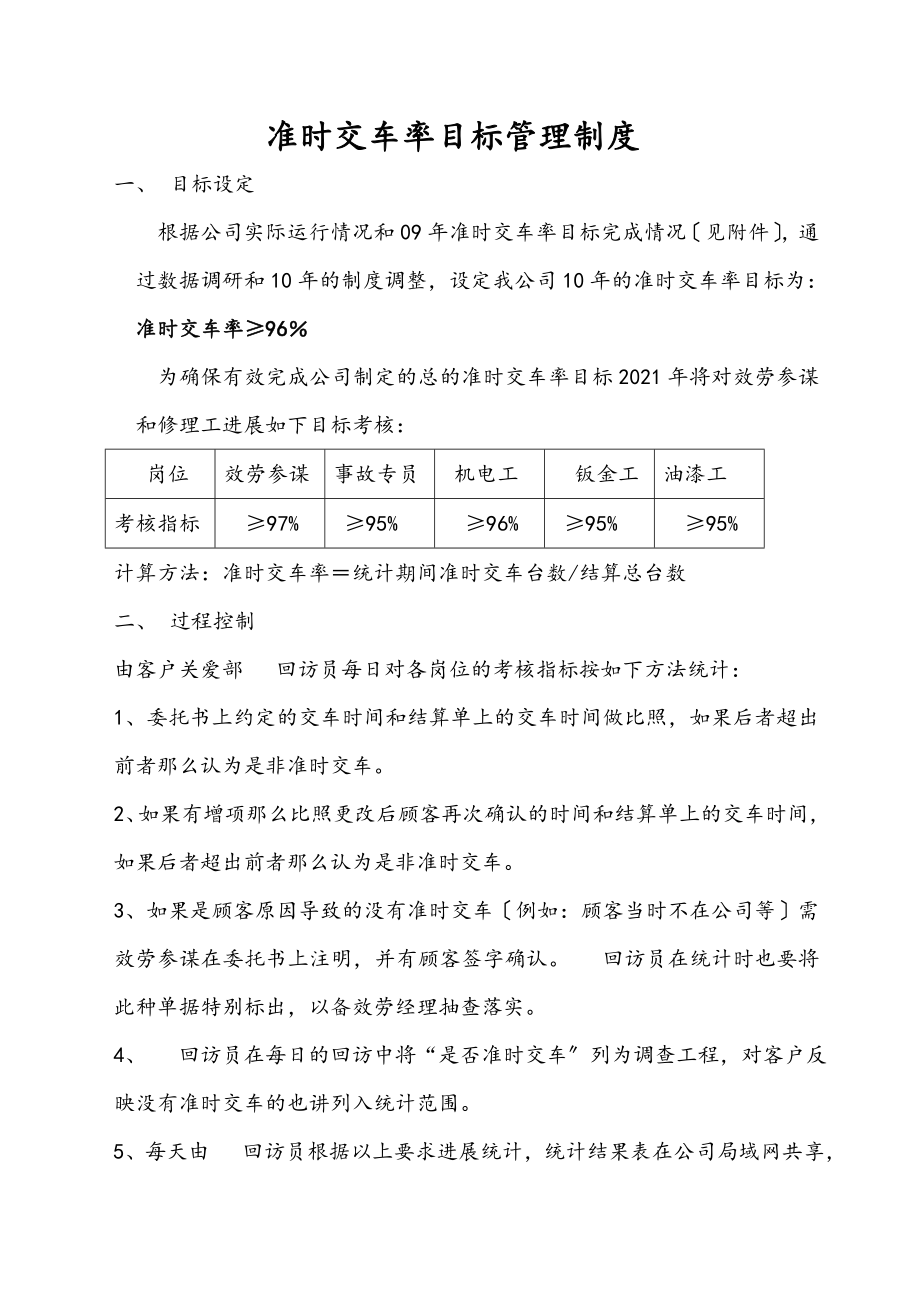 汽车经销商售后服务部目标管理.doc_第1页