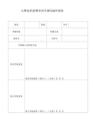 大学退伍复学本科生转专业申请表.docx