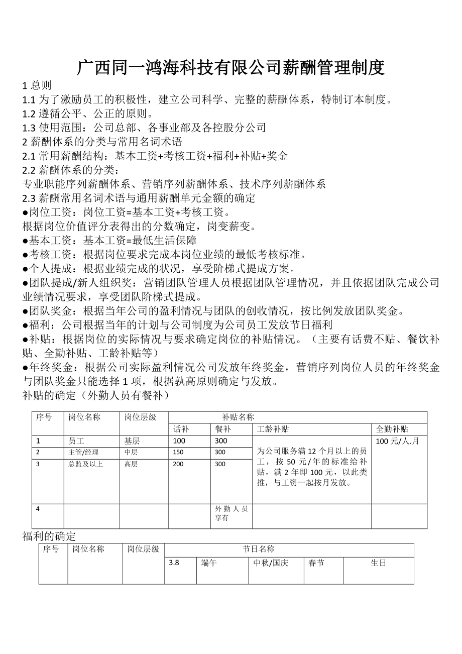 有限公司薪酬制度.docx_第1页