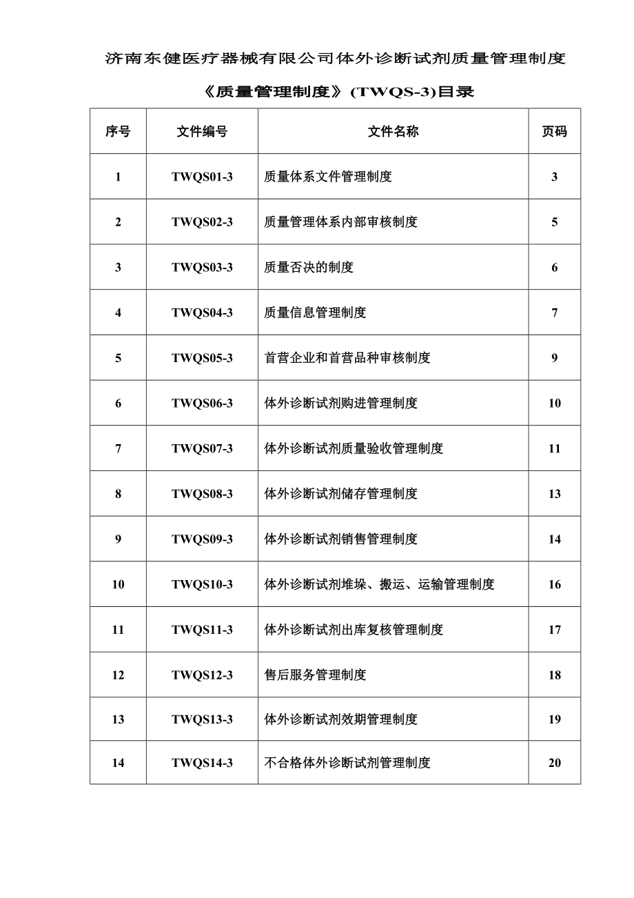 济南东健医疗器械有限公司体外诊断试剂质量管理制度DOC46页.doc_第1页