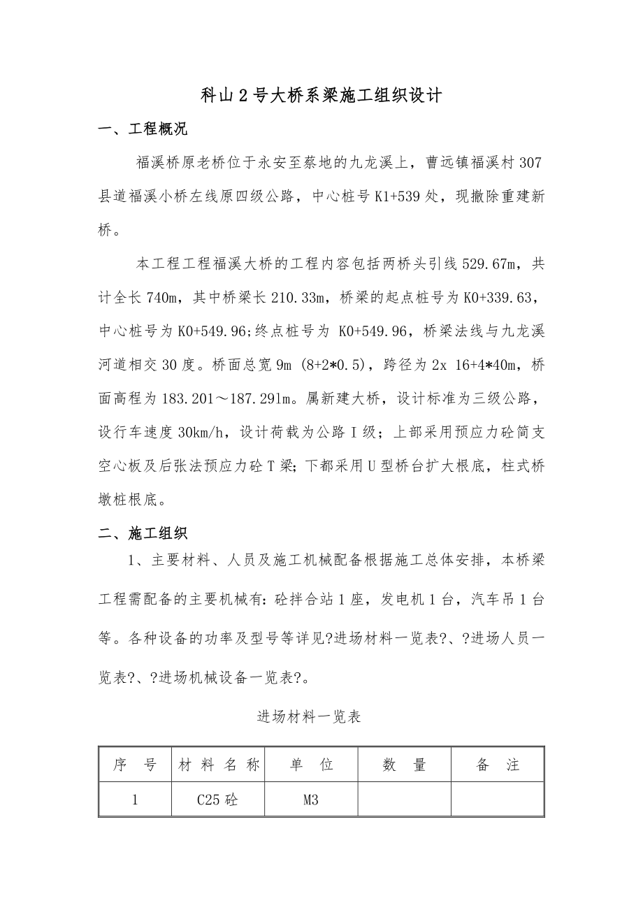 福溪大桥系梁分项工程开工报告(1).doc_第1页