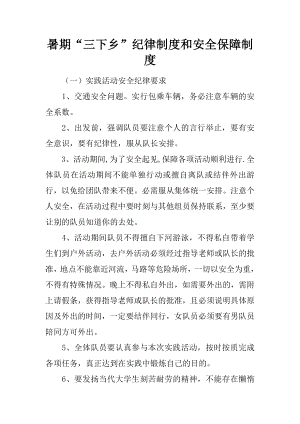 暑期三下乡纪律制度和安全保障制度.docx