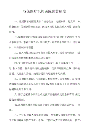 各级医疗机构医院预算制度.docx