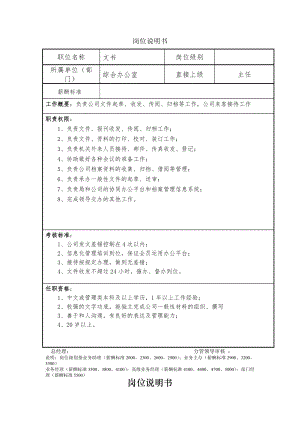 岗位职责说明书综合办公室.docx