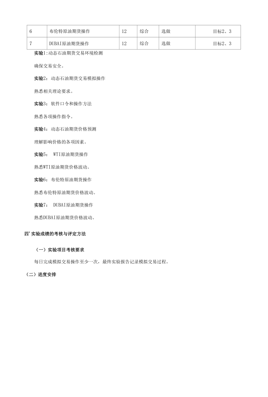 《石油期货模拟交易实训》课程教学大纲（本科）.docx_第2页