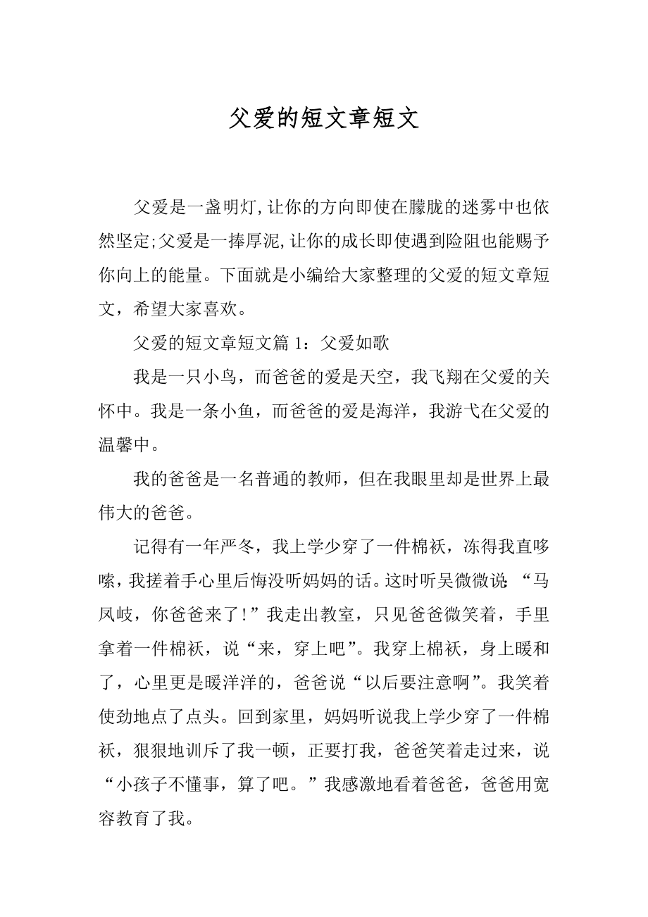 父爱的短文章短文.docx_第1页