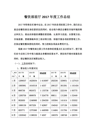 餐饮部前厅2017年度工作总结.doc