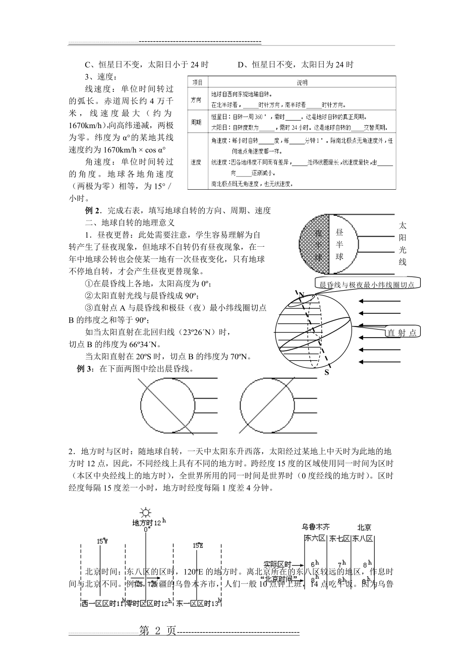 【地理】高三一轮复习 第4讲 地球自转的地理意义(教案)(5页).doc_第2页