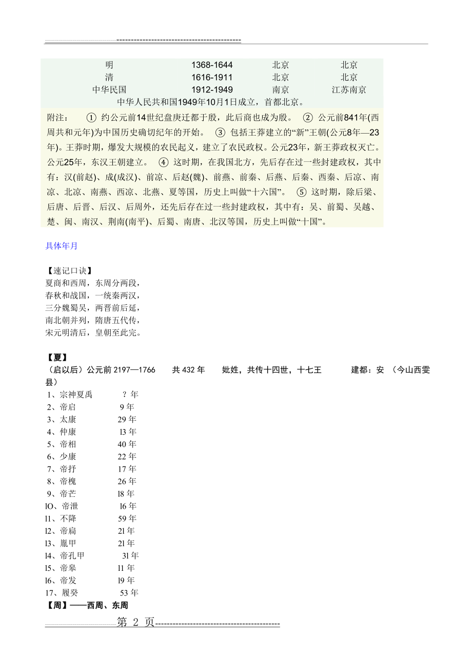 中国历史朝代顺序表以及各朝皇帝的顺序(简表和详表)(13页).doc_第2页