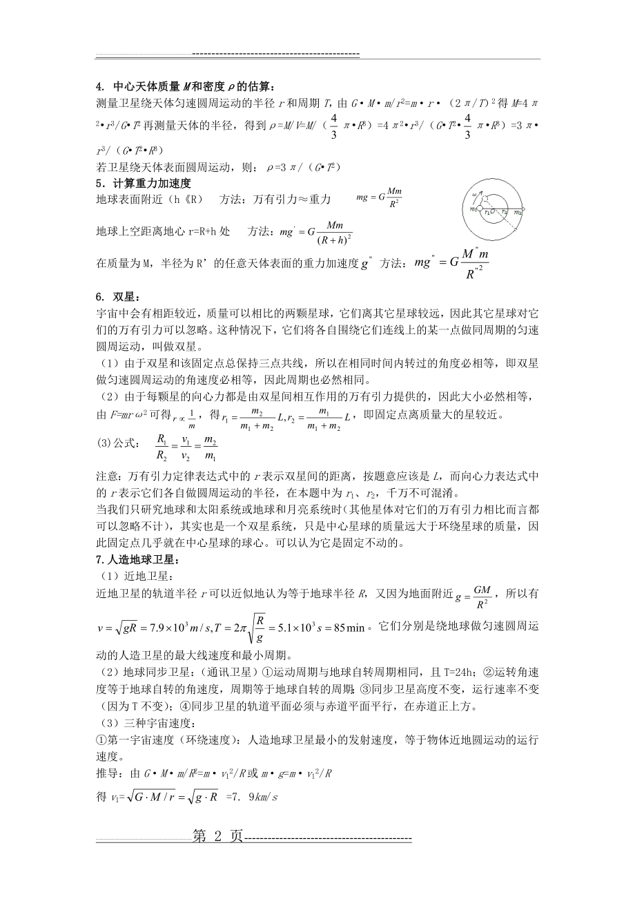 万有引力与航天知识点总结(5页).doc_第2页