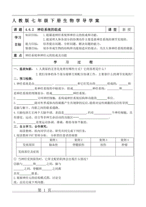 《神经系统的组成》学案(人教版生物七年级下)(4页).doc