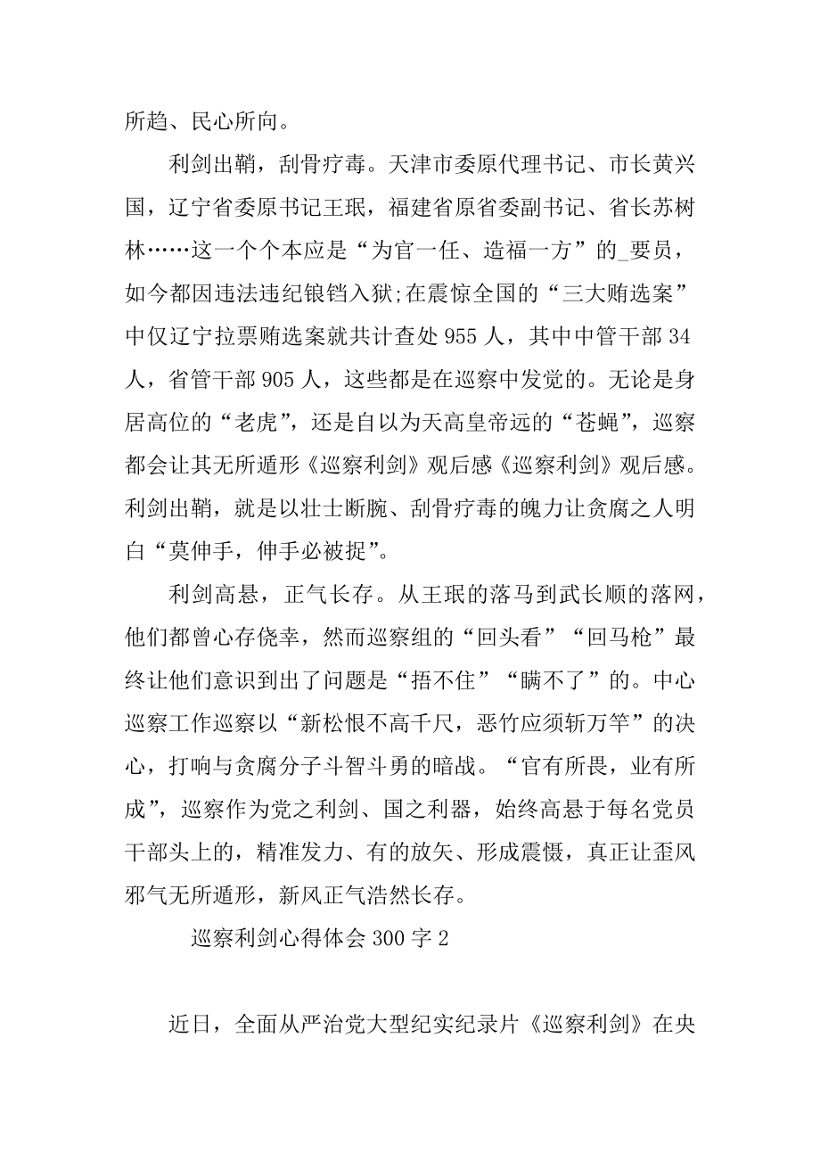 巡视利剑心得体会300字5篇.docx_第2页