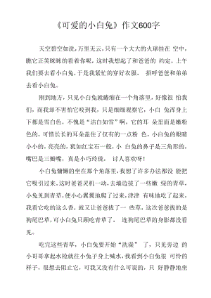 《可爱的小白兔》作文600字.docx