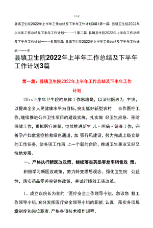 县镇卫生院2022年上半年工作总结及下半年工作计划3篇.docx