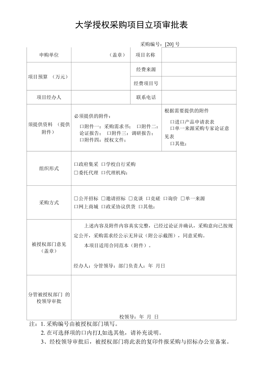 大学授权采购项目立项审批表.docx_第1页