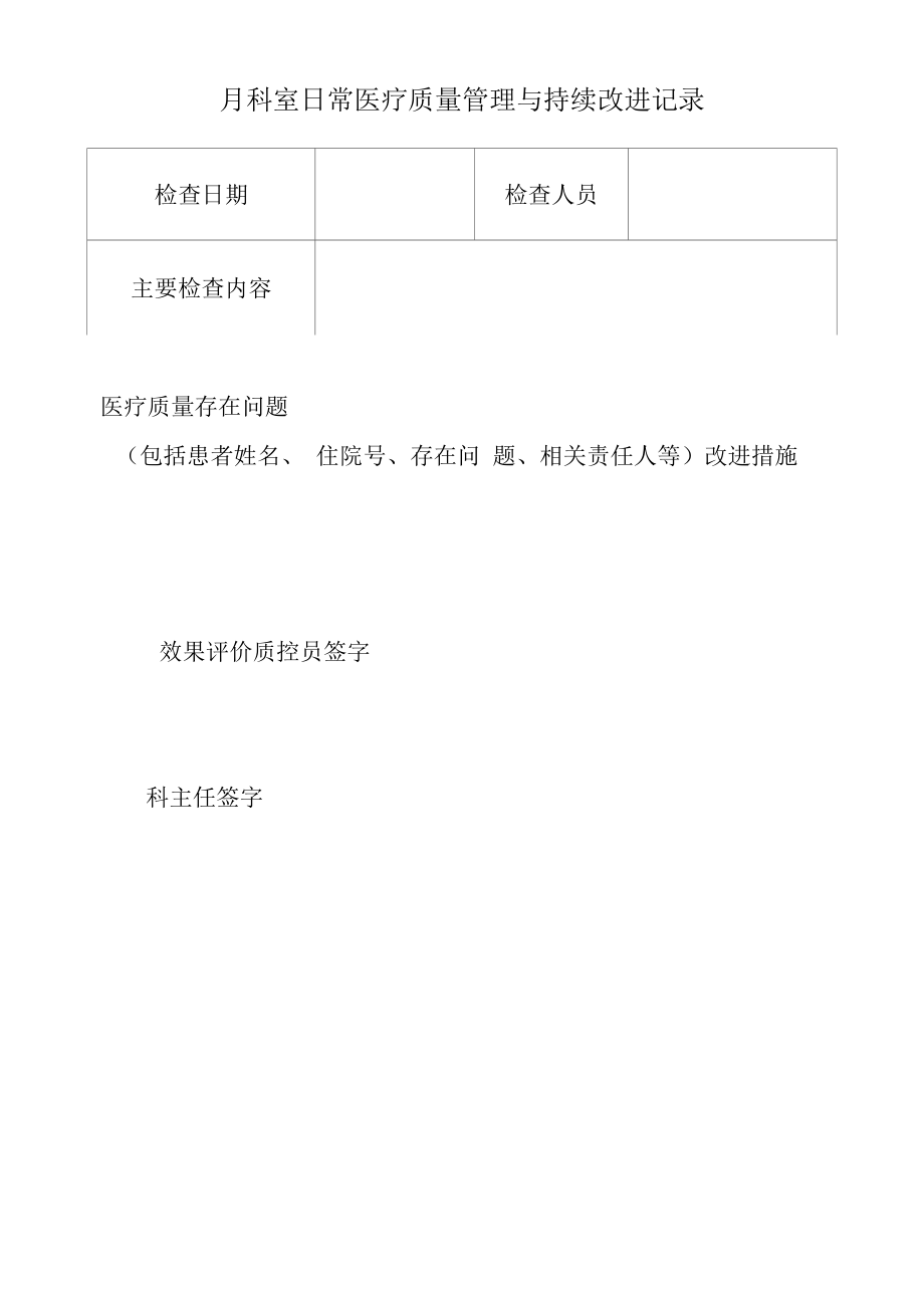 科室日常医疗质量管理与持续改进记录表.docx_第1页