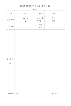 医务人员医德医风考评登记表.docx