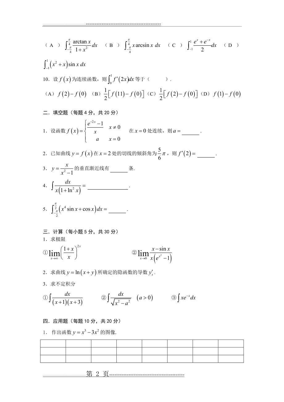 下载大学高等数学上考试题库(附答案)(14页).doc_第2页