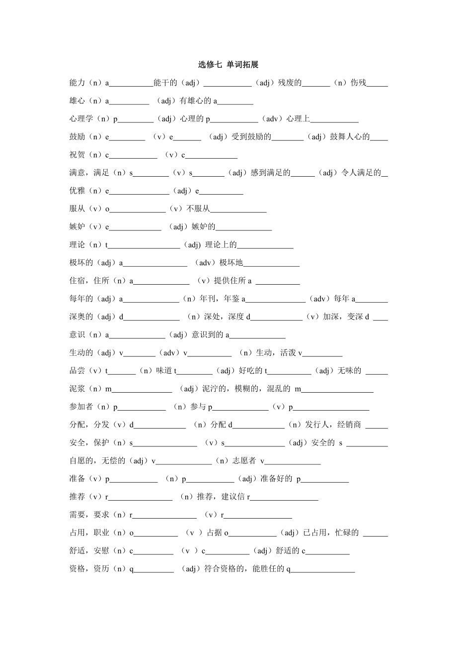 选修七 单词拓展.doc_第1页