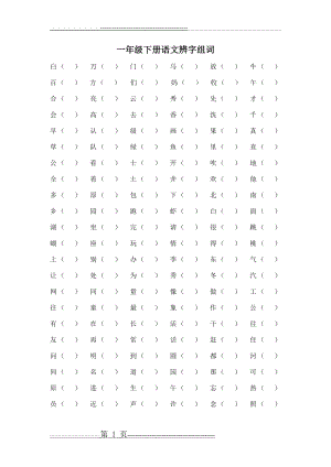 一年级下册语文辨字组词(1页).doc