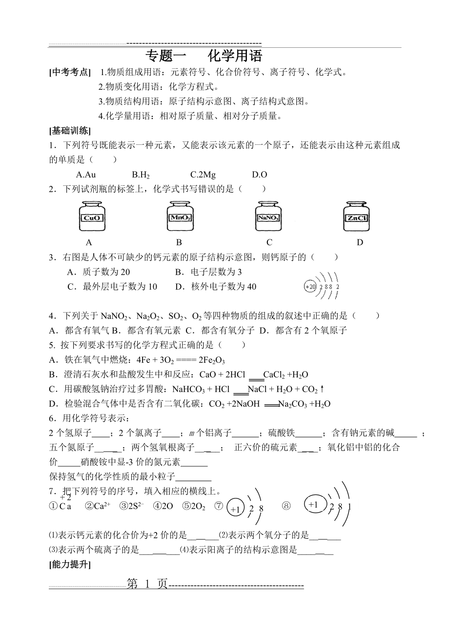 专题一 化学用语(5页).doc_第1页