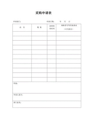 采购申请表(采购流程,采购计划).doc