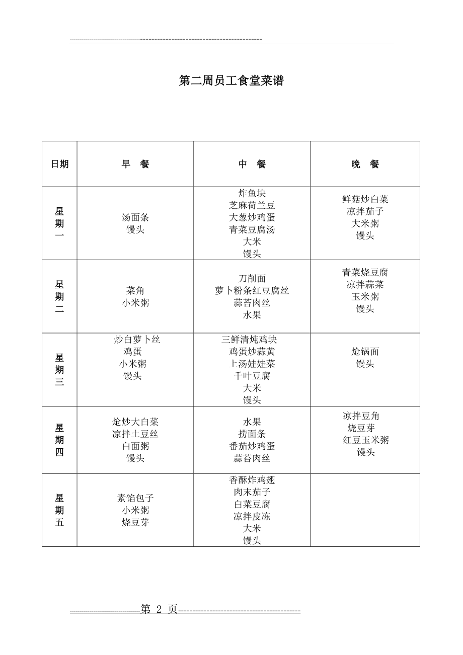 一个月员工食堂菜谱(4页).doc_第2页