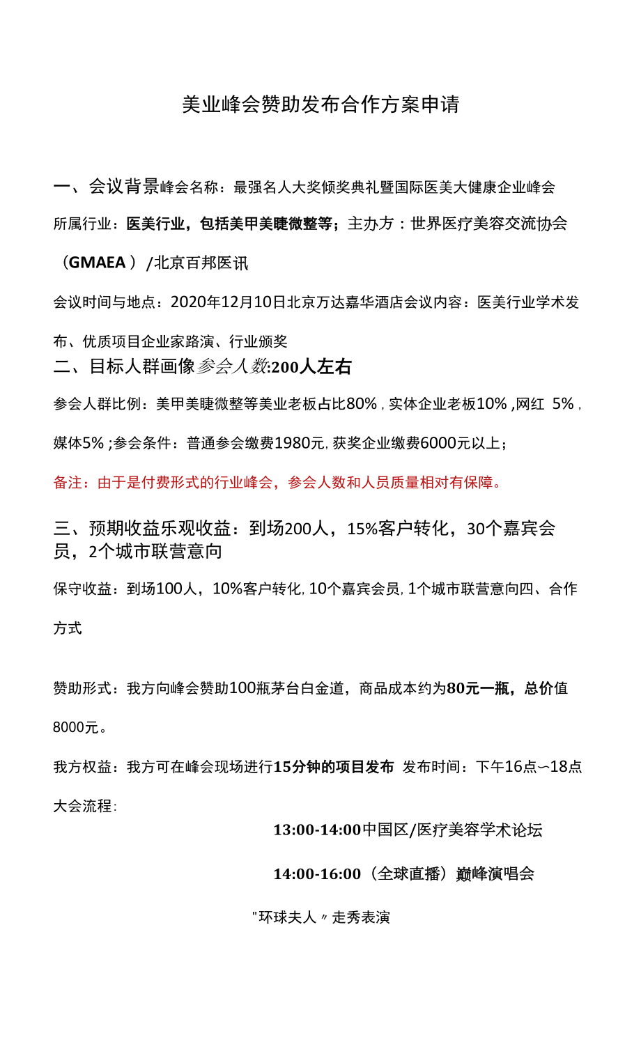 美业峰会赞助发布合作方案申请.docx_第1页