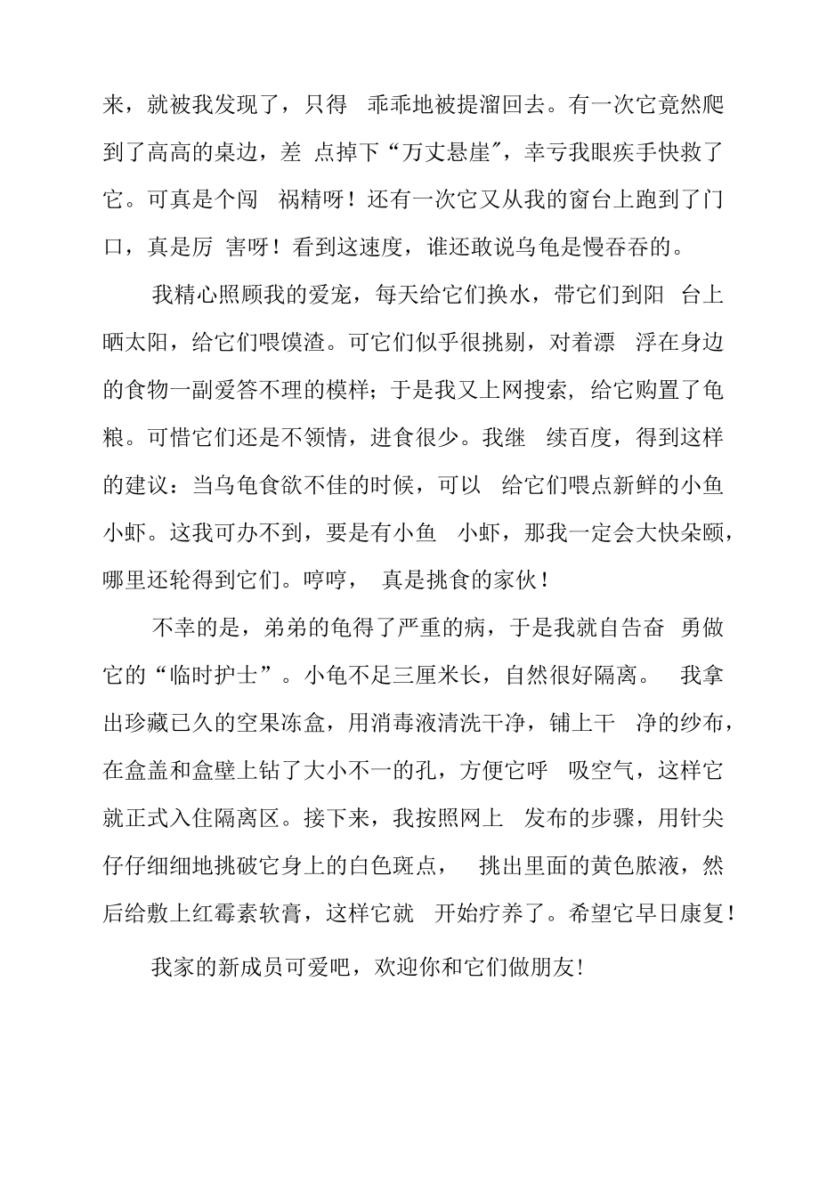 《我家的新成员小乌龟》作文1000字.docx_第2页