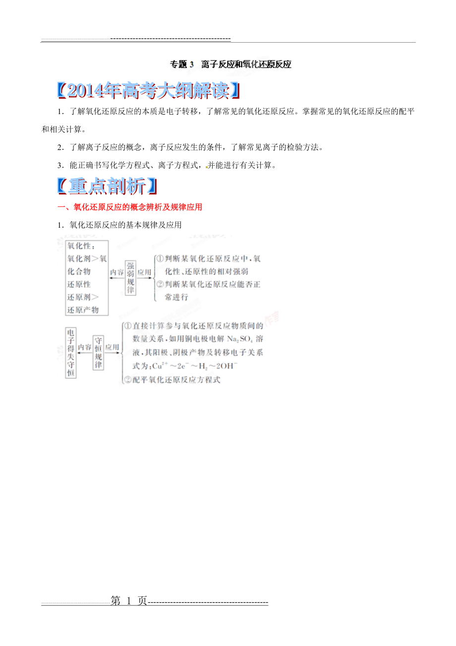 专题03 离子反应和氧化还原反应(15页).doc_第1页