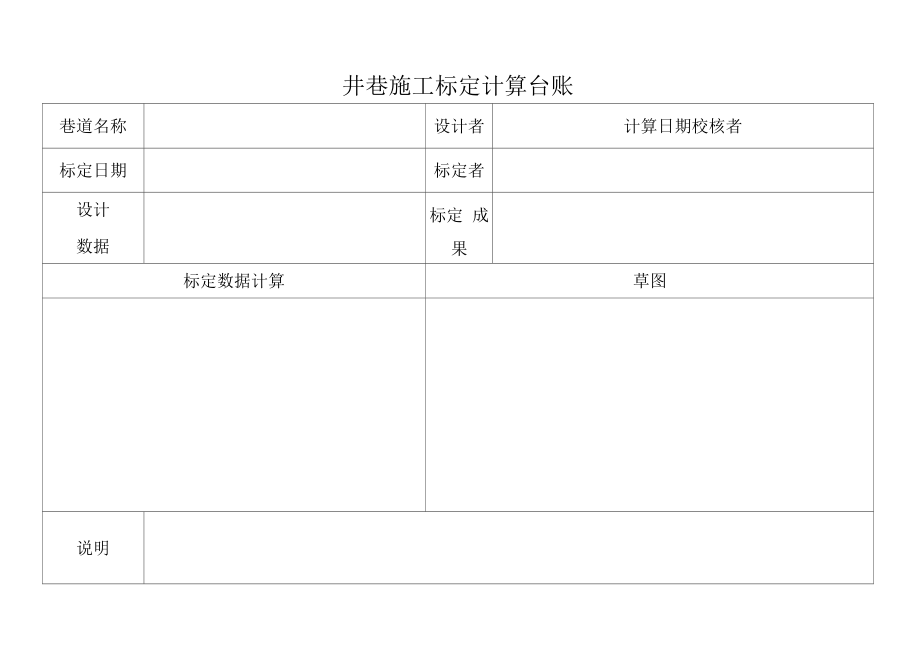 井巷施工标定计算台账.docx_第1页