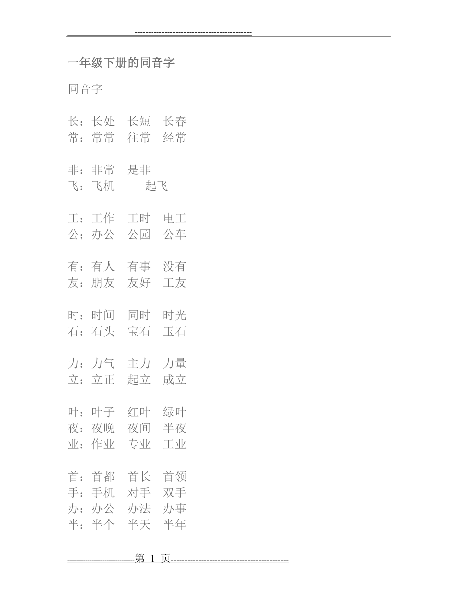 一年级下册的同音字(19页).doc_第1页