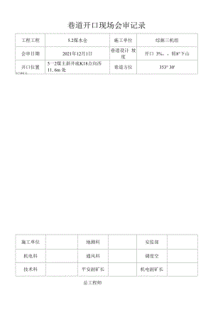 5-2煤巷道开口现场会审记录.docx