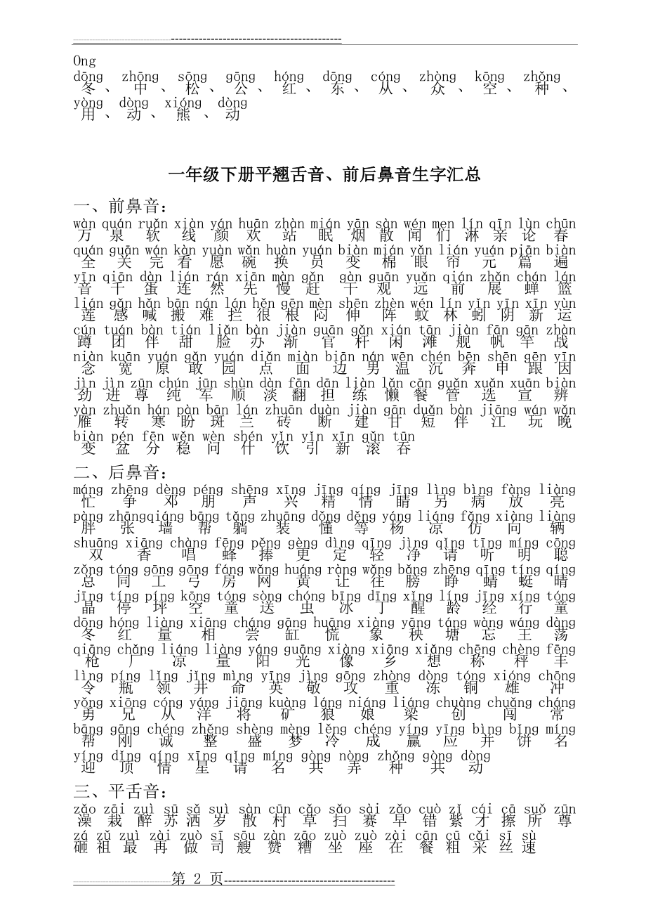 一年级下册平翘舌音、前后鼻音生字归纳汇总(5页).doc_第2页