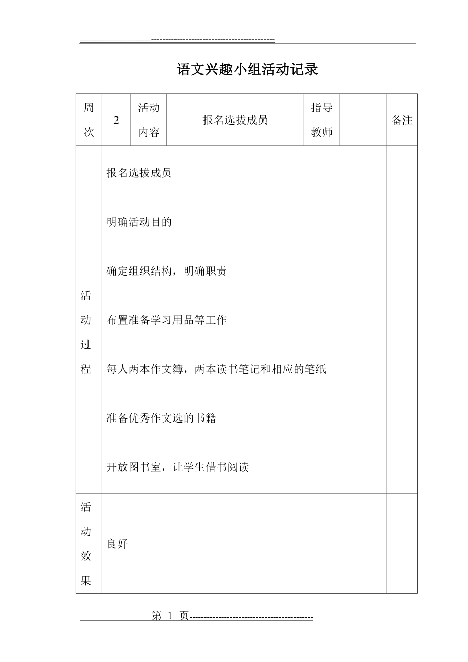 三年级课外兴趣小组活动记录表(14页).doc_第1页