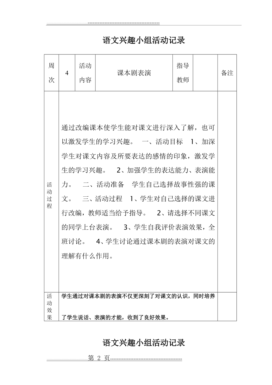 三年级课外兴趣小组活动记录表(14页).doc_第2页