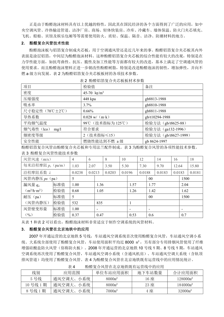 酚醛泡沫材料在地铁通风空调系统中的应用2009-10-15.doc_第2页