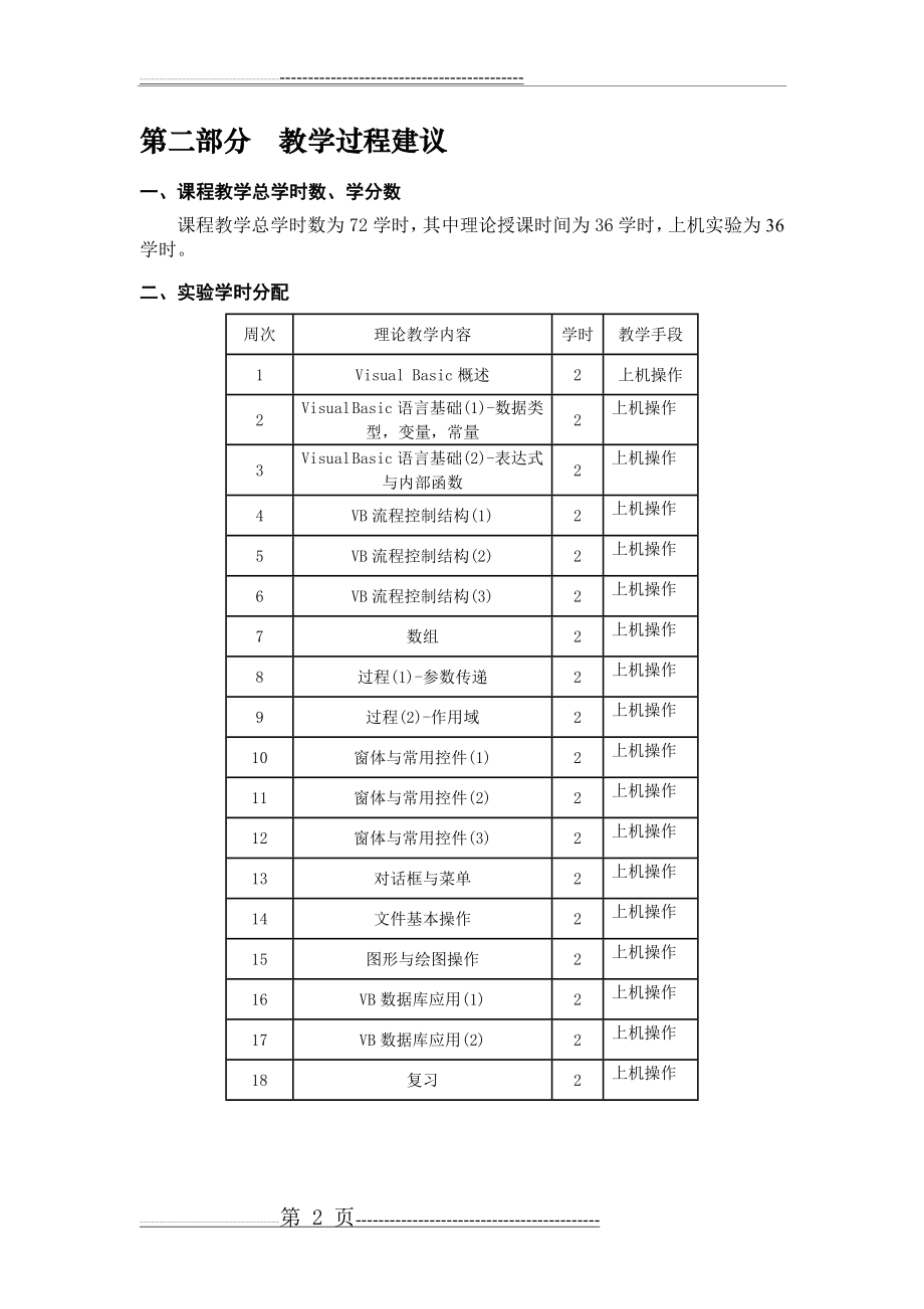 《程序设计基础(VB)》课程教学大纲(7页).doc_第2页