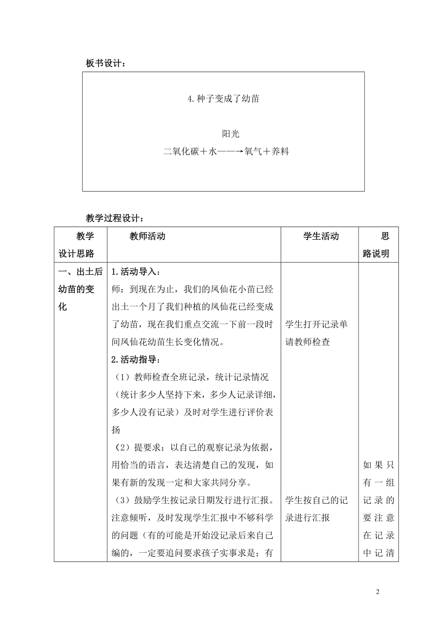 教科版小学科学三年级下册《种子变成了幼苗》教学设计.doc_第2页