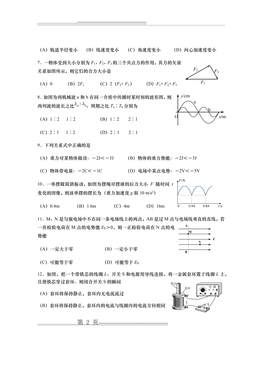 上海市徐汇区2020届高三物理二模试卷(9页).doc_第2页