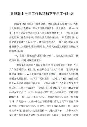 2022年县妇联上半年工作总结和下半年工作计划.docx