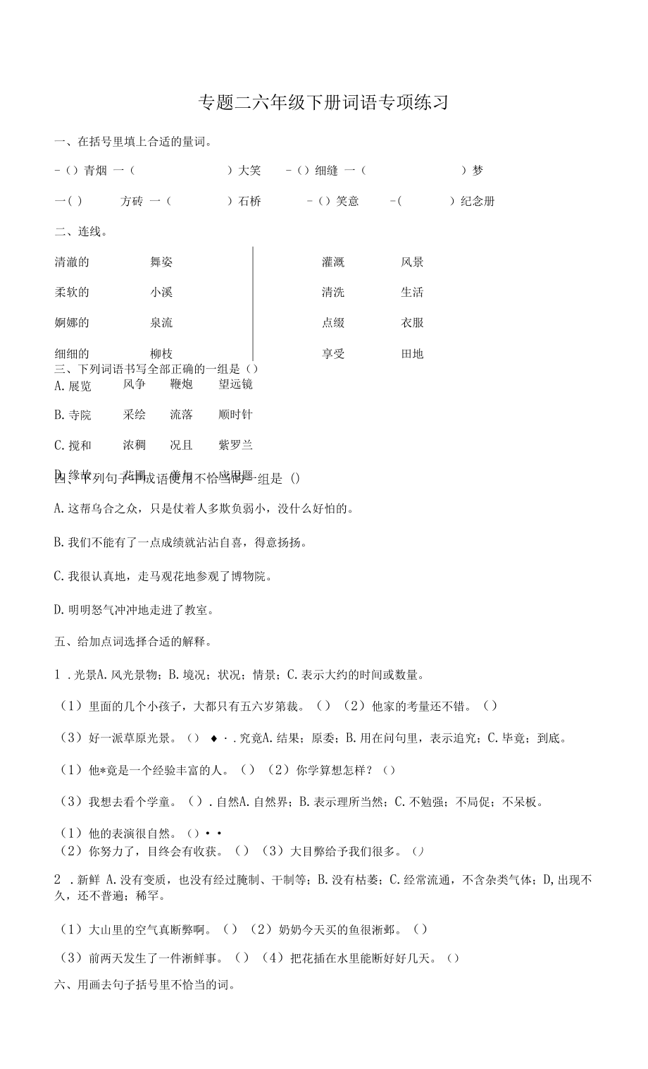 2022届小学毕业班语文专项练习.docx_第1页